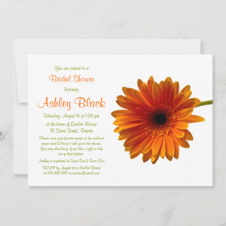 Orange Gerbera Daisy Inbjudningskort för möhippan