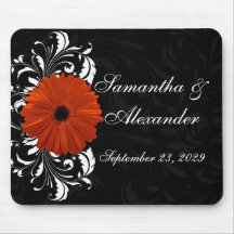 Orange Gerbera Daisy med Black and White Rulla