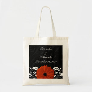 Orange Gerbera Daisy med Black and White Rulla Tygkasse
