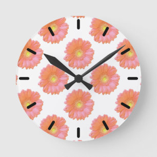 Orange gerbera daisy rund klocka