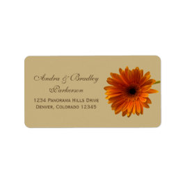 Orange Gerbera Daisy Tan Bröllop Adressetiketter