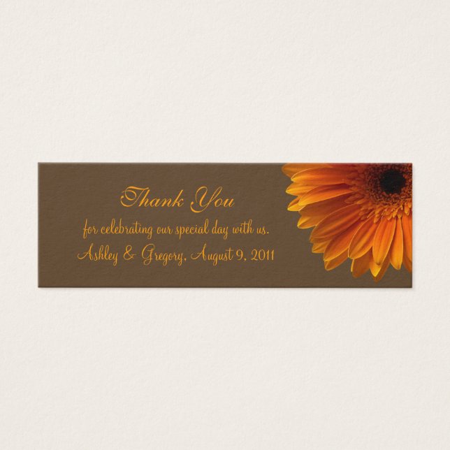 Orange Gerbera Daisy Wedding Favor Märkre Litet Visitkort (Framsidan)