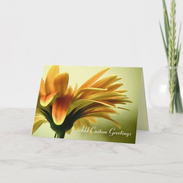 Orange Gerbera Flower w/ Anpassningsbar Text Greet Kort (Framsida)