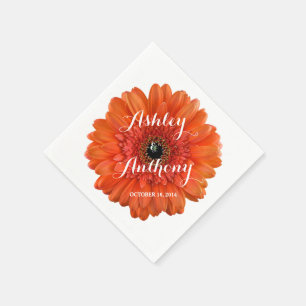 Orange Gerbera Gerber Daisy Personlig Bröllop Pappersservett