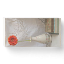 Orange gerbera och bokar