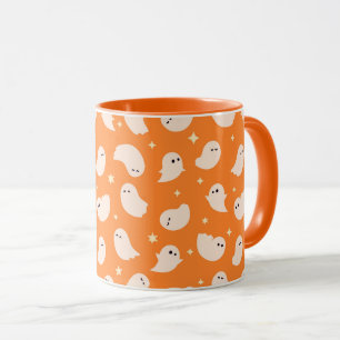 Orange Ghost Doodle Mönster Mugg