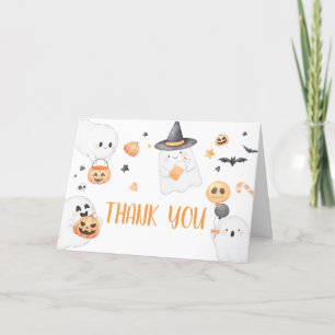 Orange Ghost Halloween Little Boo Baby Shower Tack Kort