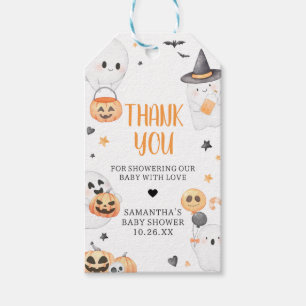 Orange Ghost Halloween Little Boo Favor Taggs Presentetikett