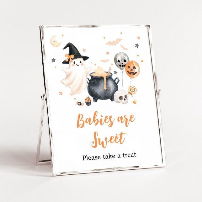 Orange Ghost Little Boo Babies är söta skylt (Gender Neutral Little Boo Baby Shower Babies are Sweet Sign)
