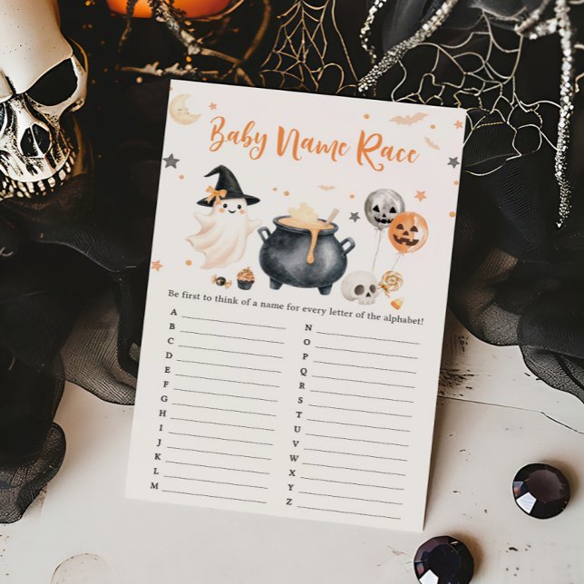Orange Ghost Little Boo Gissa Babynamn Lopp Spel (Gender Neutral Baby Shower Baby Name Race Game)