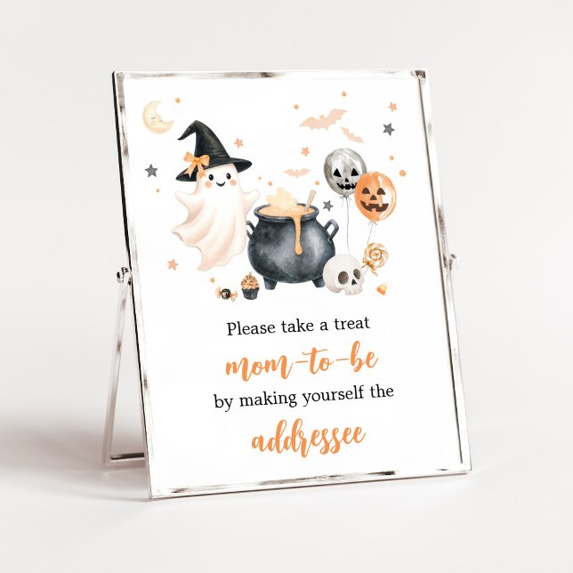 Orange Ghost Little Boo Kuvert Station skylt (Gender Neutral Little Boo Baby Shower Envelope Station Sign)