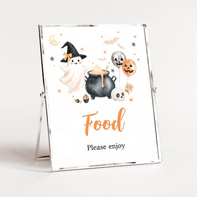 Orange Ghost Little Boo Matplats skylt (Gender Neutral Little Boo Baby Shower Food SIgn)