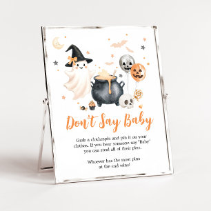 Orange Ghost Little Boo Säga Inte Baby Skylt