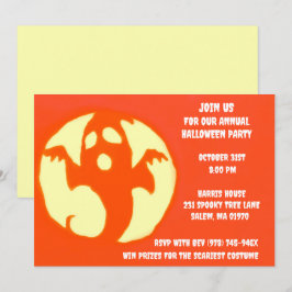 Orange Ghost Spooky Halloween Gholyst Party Inbjudningar