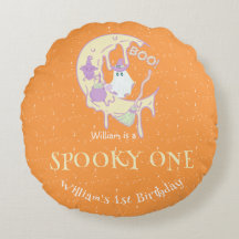 Orange Ghost Spooky One Boy Halloween Birthday