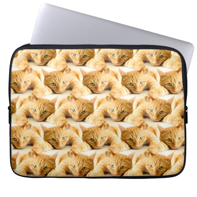 Orange Ginger Cat Mönster Laptop Fodral (Framsidan)