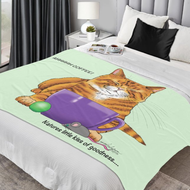 Orange Ginger Coffee Cat Funny Fleecefilt (Skapare uppladdad)