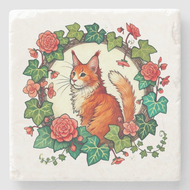 Orange Ginger Maine Coon Cat Stenunderlägg (Framsidan)