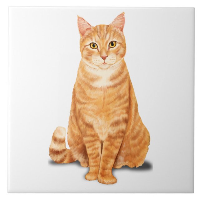 Orange Ginger Tabby Tiger Katt Anpassad Kakelplatta (Framsidan)