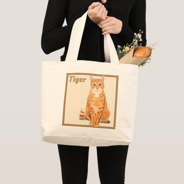 Orange Ginger Tabby Tiger Katt Personlig Jumbo Tygkasse (Framsida (produkt))