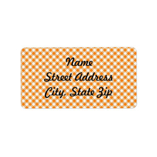 Orange Gingham Background Adress Sticker Adressetikett