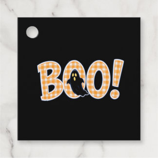 Orange Gingham BOO Ghost Gåvor Etiketter