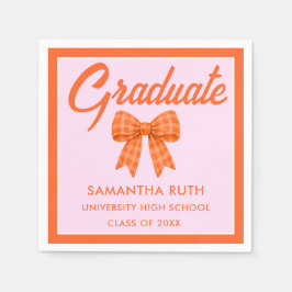 Orange Gingham Bow Graduation Party Pappersservett