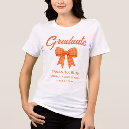 Orange Gingham Bow Graduation T Shirt
