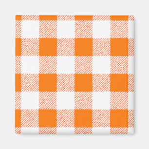 Orange Gingham Check Mönster Magnet
