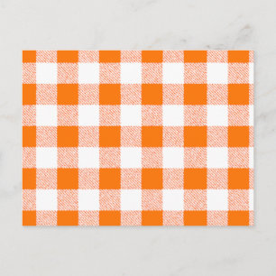 Orange Gingham Check Mönster Vykort