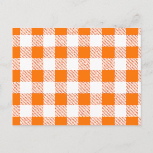 Orange Gingham Check Mönster Vykort (Framsida)