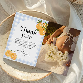 Orange Gingham Citrus Baby Shower Foto Tack Kort
