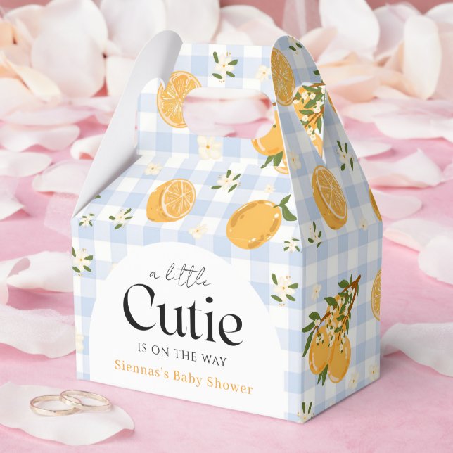 Orange Gingham Citrus Bebis Shower Presentaskar (Bröllop)