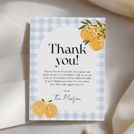 Orange Gingham Citrus Bebis Shower Tack Kort