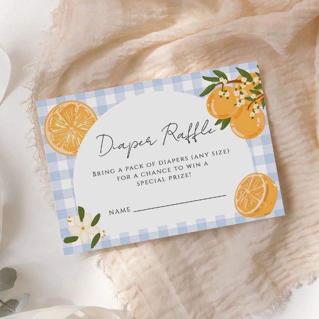 Orange Gingham Citrus Blöja Lotteri Tilläggskort (Skapare uppladdad)