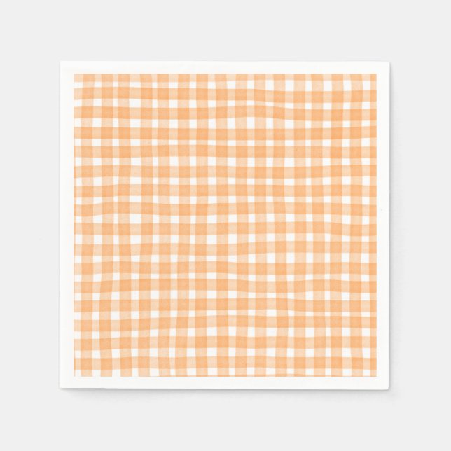 Orange Gingham Fall Pappersservett (Framsidan)