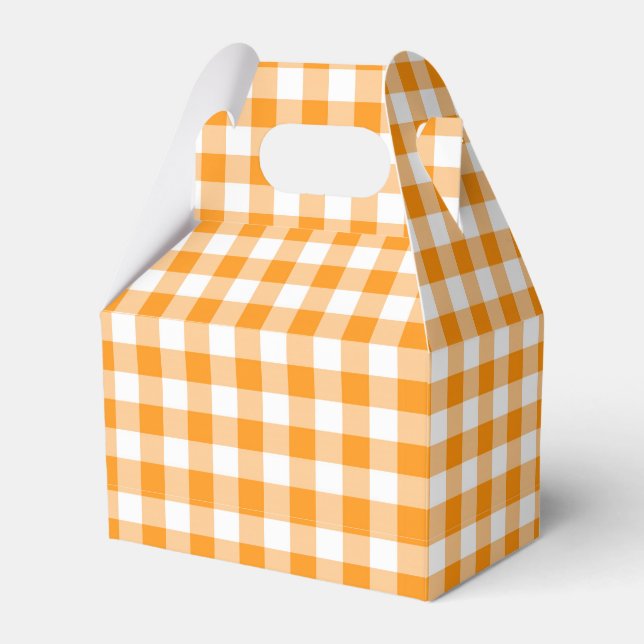 Orange Gingham Favor Box Presentaskar (Framsidan Sidan)