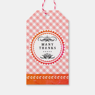 Orange Gingham Gift Märkre Presentetikett
