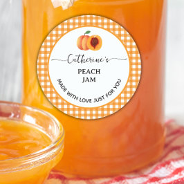 Orange gingham karott Hemlagad persikojäm etikett