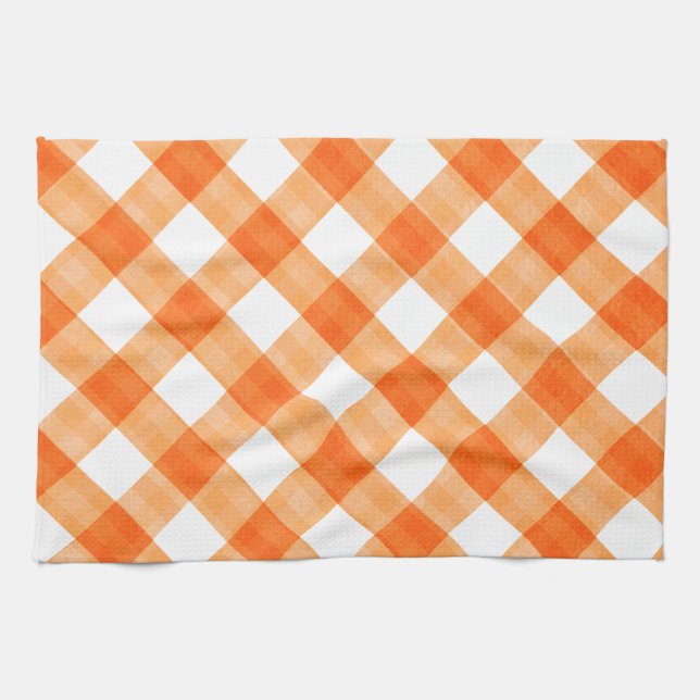 Orange Gingham Kökshandduk (Horisontell)
