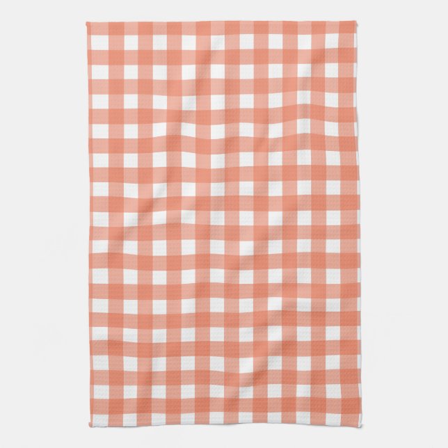 Orange gingham kökshandduk (Vertikal)