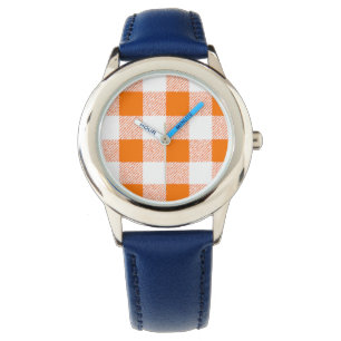 orange gingham-kontroll armbandsur
