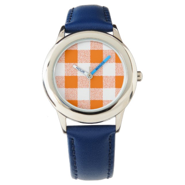 orange gingham-kontroll armbandsur (Framsida)