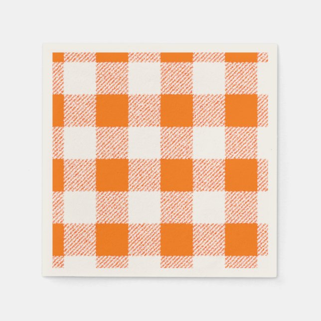 orange gingham-kontroll pappersservett (Framsidan)