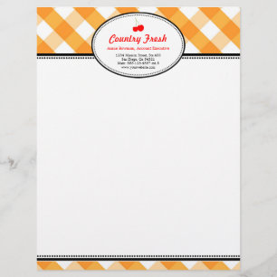 Orange gingham land rustic red cherry personlig brevhuvud