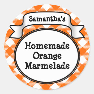 Orange Gingham Marmelade, gelé, Runt Klistermärke