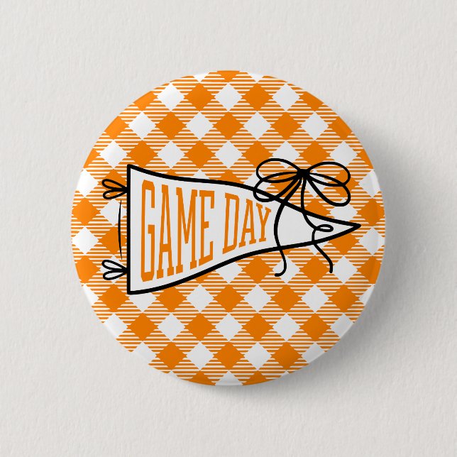 Orange Gingham Match Day Vimpel  Knapp (Framsida)