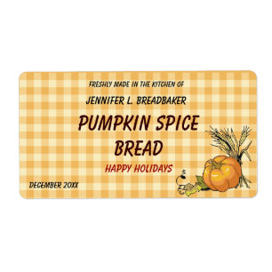 Orange Gingham med Pumpkin och Wheat Food Fraktsedel
