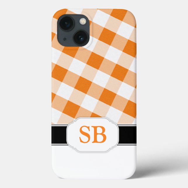 Orange Gingham Monogram Fodral-Mate iPad 2/3/4 Fod (Baksida)