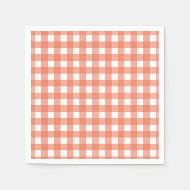 Orange gingham pappersservett (Framsidan)